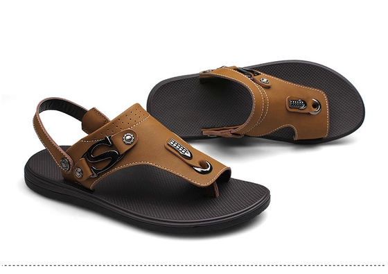 Comfortable Mens Leather Slippers Shoes With Genuine Leather Upper