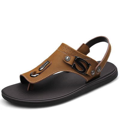 Comfortable Mens Leather Slippers Shoes With Genuine Leather Upper
