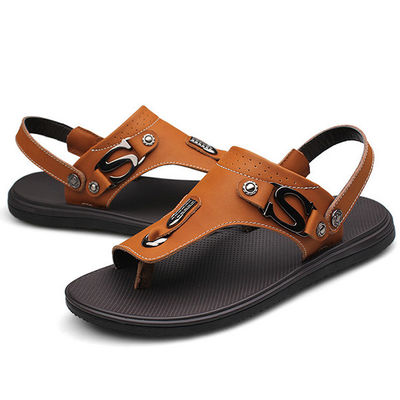 Comfortable Mens Leather Slippers Shoes With Genuine Leather Upper