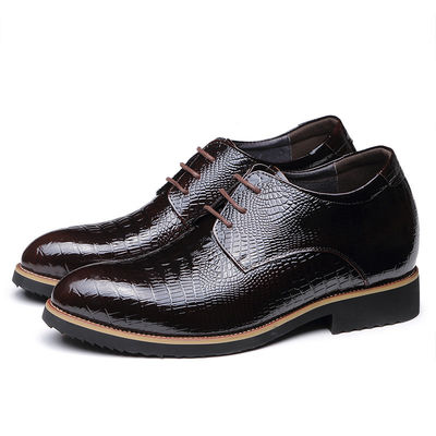 Stealth Increase 6cm Elevator Men Shoes Genuine Leather Black Lace Up Dress Shoes