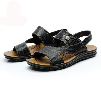 2 In 1 Mens Handmade Leather Sandals Chocolate Brown Sandals For Summer