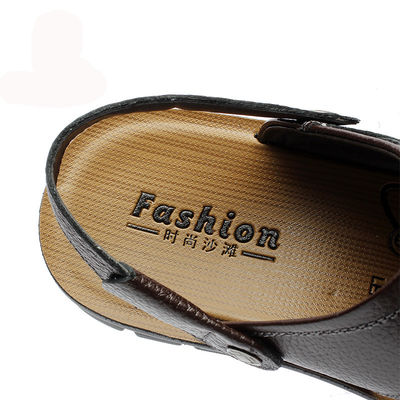 2 In 1 Mens Handmade Leather Sandals Chocolate Brown Sandals For Summer