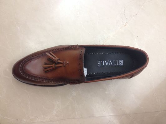 Tassel Bullock Hollow Out Men Formal Dress Shoes Leisure Brown Slip On Dress Shoes