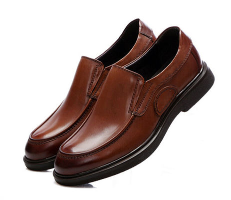 Business Soft Sole Formal Shoes , Slip On Mens Brown Leather Driving Shoes