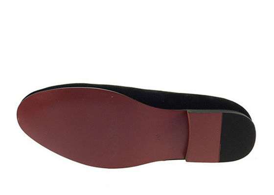Business Mens Velvet Smoking Slippers Embroidered Mens Red Suede Loafers