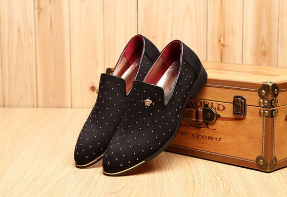 Slip On Men'S Casual Shoes Blue / Black Custom With Metal Rivets