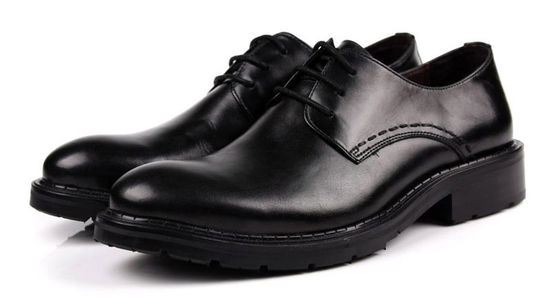 Handmade Footwear Mens Black Lace Up Dress Shoes Comfortable With Thick Platforms