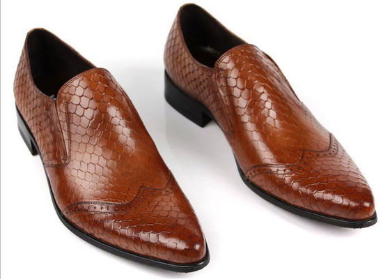 Snake Skin Pattern Men Formal Dress Shoes Genuine Leather Men Luxury Shoes For Party