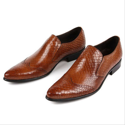 Snake Skin Pattern Men Formal Dress Shoes Genuine Leather Men Luxury Shoes For Party
