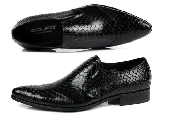 Snake Skin Pattern Men Formal Dress Shoes Genuine Leather Men Luxury Shoes For Party