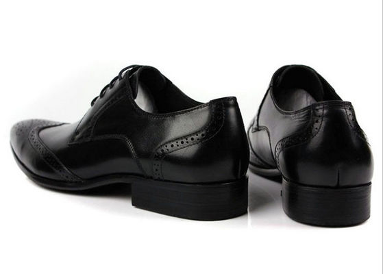 Mens Full Grain Leather Shoes Stylish Brogue Design Men Pointed Formal Dress Shoes