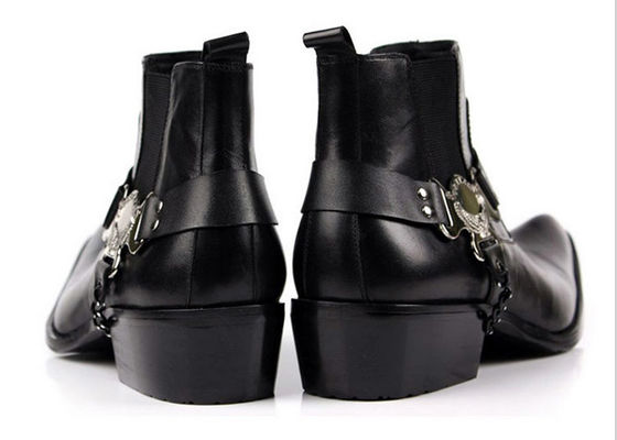 Customized Mens Ankle Boots Winter Slip On Boots Mens With Mental Chain