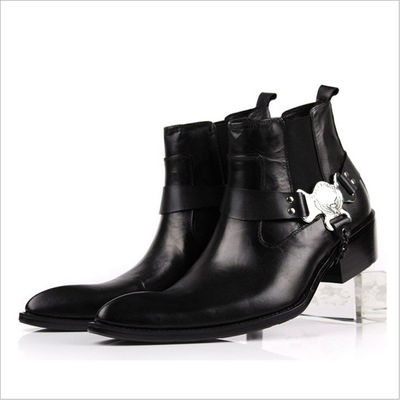 Customized Mens Ankle Boots Winter Slip On Boots Mens With Mental Chain