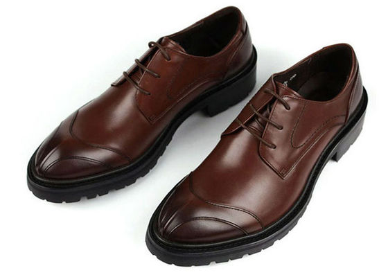 Any Logo Mens Leather Dress Shoes With Stitches Britain Styles Brown Leather Dress Shoes