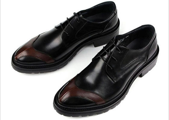 Any Logo Mens Leather Dress Shoes With Stitches Britain Styles Brown Leather Dress Shoes