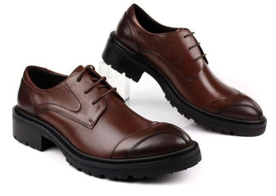 Any Logo Mens Leather Dress Shoes With Stitches Britain Styles Brown Leather Dress Shoes