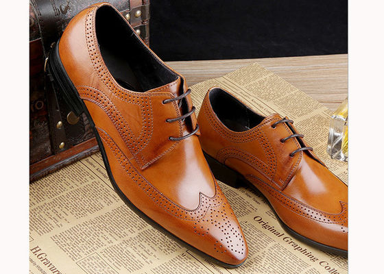 Formal Oxford Men Brogue Shoes Cow Leather Plain Toe Classic Men Shoes