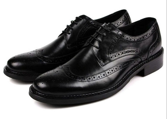 High Cow Mens Leather Brogue Shoes , Business Goodyear Handmade Shoes