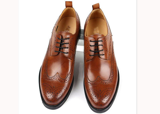 High Cow Mens Leather Brogue Shoes , Business Goodyear Handmade Shoes