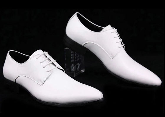 White Leather Men'S Wedding Dress Shoes Comfortable / Breathable / Warm With Calfskin