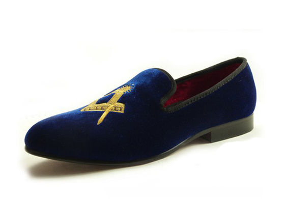 Masonic Shoes Mens Velvet Loafers Black Prince Parchment - Dressed Leather Casual Loafers
