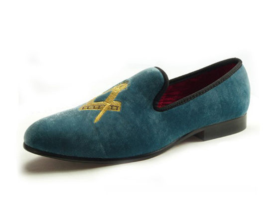 Masonic Shoes Mens Velvet Loafers Black Prince Parchment - Dressed Leather Casual Loafers