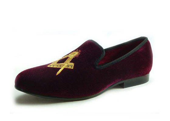 Masonic Shoes Mens Velvet Loafers Black Prince Parchment - Dressed Leather Casual Loafers