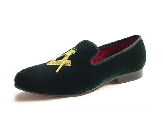 Masonic Shoes Mens Velvet Loafers Black Prince Parchment - Dressed Leather Casual Loafers