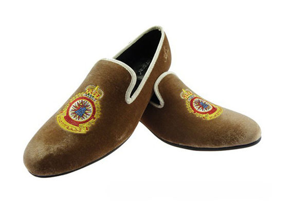 Yellow Royal Yellow Mens Leather Loafers , Royal Embroidered Mens Casual Loafers