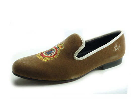 Yellow Royal Yellow Mens Leather Loafers , Royal Embroidered Mens Casual Loafers