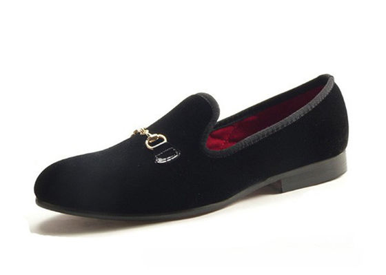 Hand Made Mens Red Velvet Loafers , Leisure Slip On Comfortable Casual Shoe