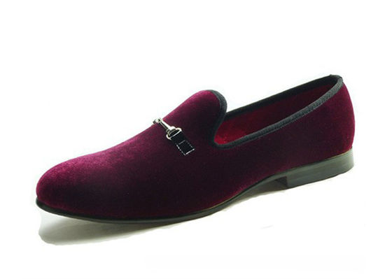 Hand Made Mens Red Velvet Loafers , Leisure Slip On Comfortable Casual Shoe