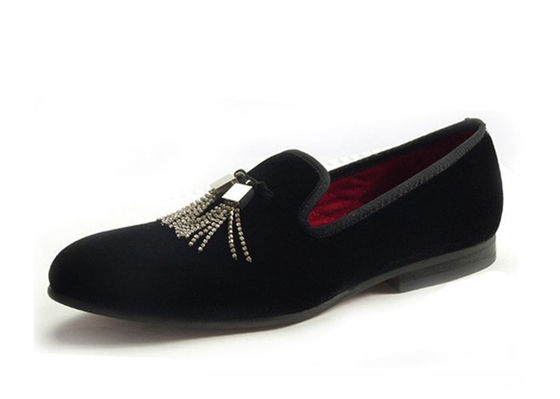 Customized Embroidered Mens Velvet Loafers Slip On Mens Driving Moccasins