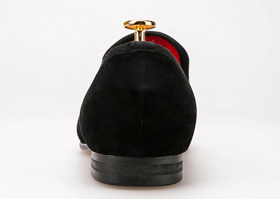 Dark Blue Mens Velvet Smoking Slippers Elegant Star Custom Embroidered Slippers