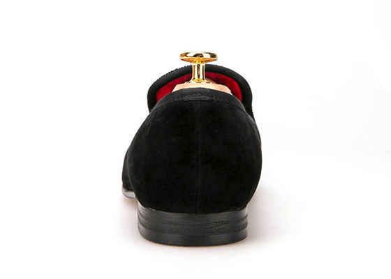 Casual Slipper Mens Velvet Loafers With Custom Skull Embroidery Decoration
