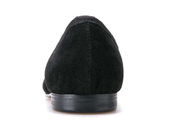 Embroidery Mens Velvet Loafers Mens Black Smoking Slippers With Wine Glass Design