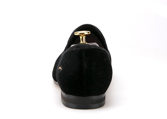 Luxury Mens Velvet Loafers Strap Casual Style Black Velvet Suede Shoes