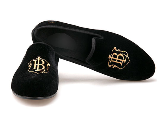 Luxury Mens Velvet Loafers Strap Casual Style Black Velvet Suede Shoes