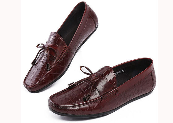 Casual Mens Leather Loafers Anti Skidding  Moccasins Bow Tie Flat Shoes