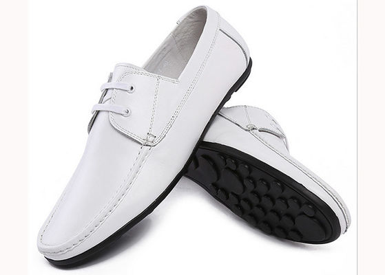 White Cow Leather Business Casual Shoes , Original Design Modern Mens Slip On Loafers