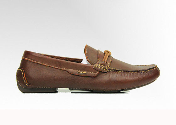 Custom Brown Mens Leather Loafers Handmade Leather Flat Loafers
