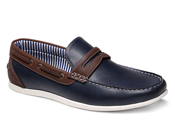 Flat Classic Mens Slip On Leather Sneakers Twill Lining Black Casual Loafers