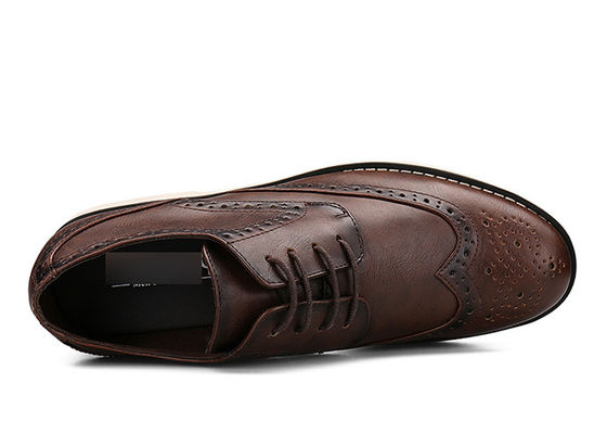 Logo Printed Mens Black Leather Derby Shoes Custom Handmade Brown Casual Shoes