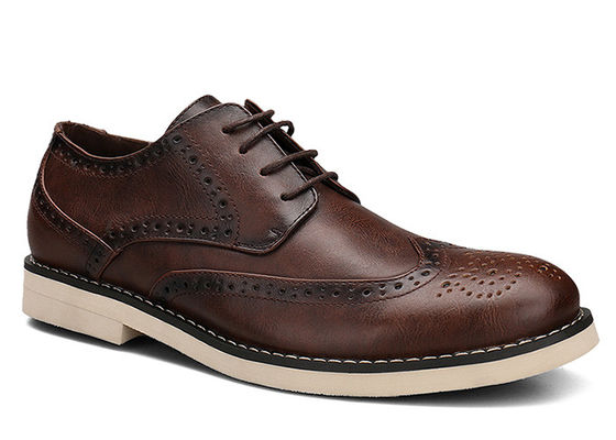 Logo Printed Mens Black Leather Derby Shoes Custom Handmade Brown Casual Shoes