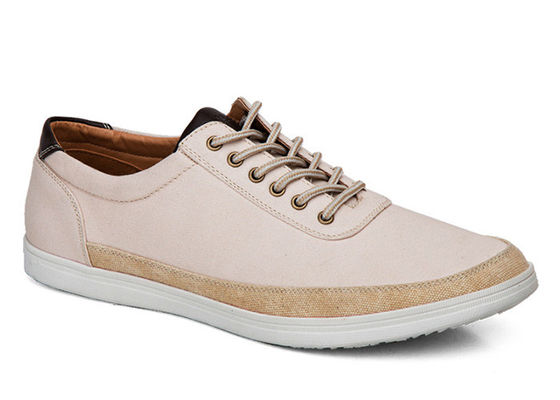 durable Men'S Soft Leather Slip On Shoes , Flat Canvas Driving Shoes