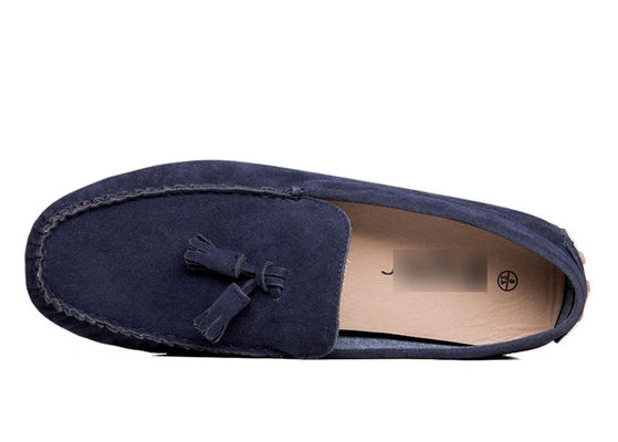 Stitching Style Flats Mens Black Driving Shoes , Moccasin - Gommino Suede Driving Shoes