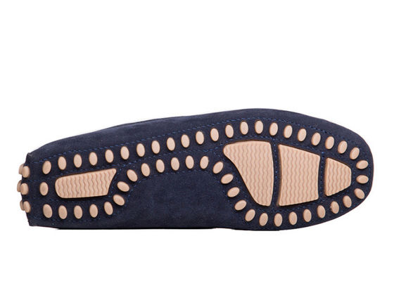Stitching Style Flats Mens Black Driving Shoes , Moccasin - Gommino Suede Driving Shoes