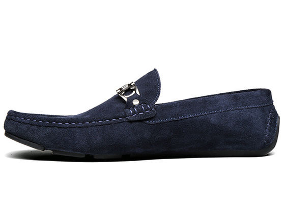 Spring / Autumn Mens Leather Loafers Classic Blue Suede Monk Shoes For Gentlemen