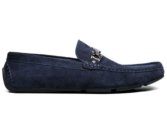 Spring / Autumn Mens Leather Loafers Classic Blue Suede Monk Shoes For Gentlemen
