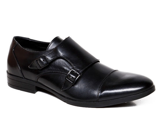 Double Buckled Men'S Dress Shoes Italian Leather Monk Strap Shoes